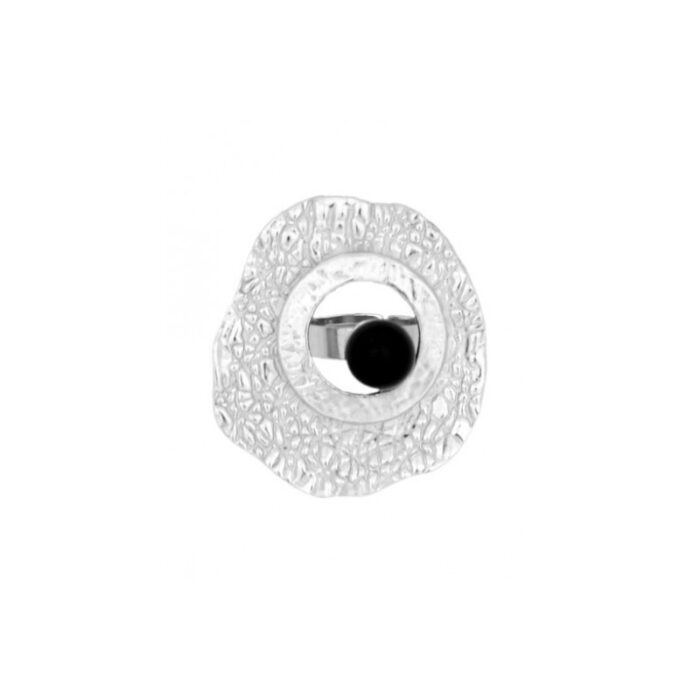 Anillo Bola negra chapado rodio - Imagen 4